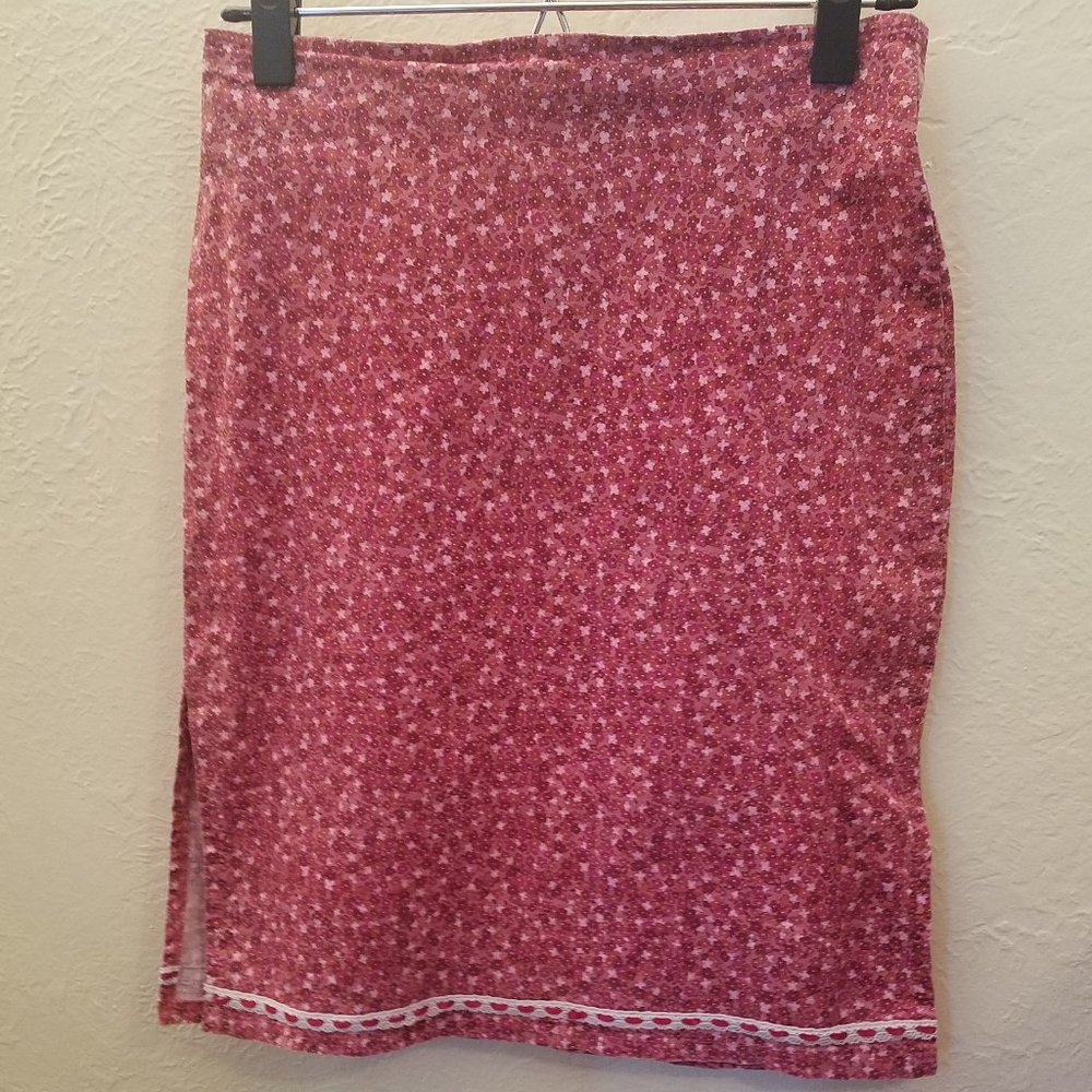 Pink flower pencil skirt
